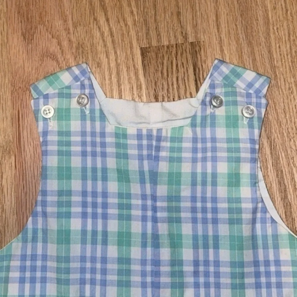 Bailey Boys Blue Green Plaid Jon Jon‎ with Tabs 24 Months